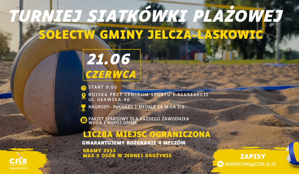 Turniej Siatkówki Plażowej Sołectw Gminy Jelcza-Laskowic! 21.06.2026