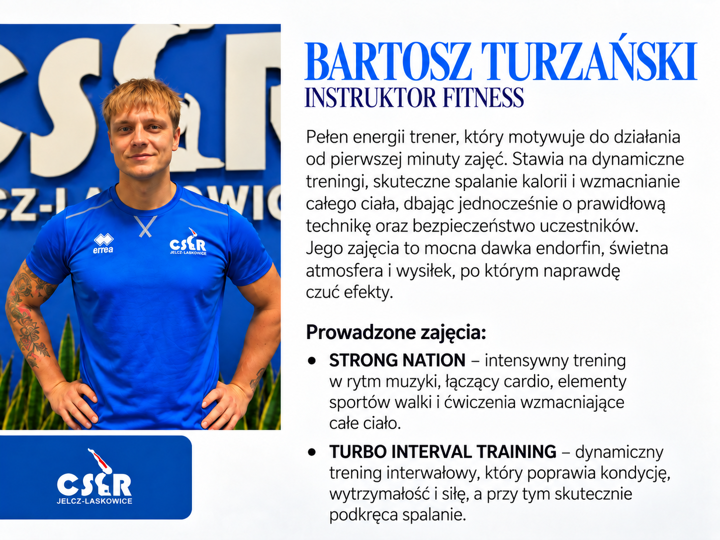 Bartosz Turzański – wizytówka instruktora fitness i opis prowadzonych zajęć