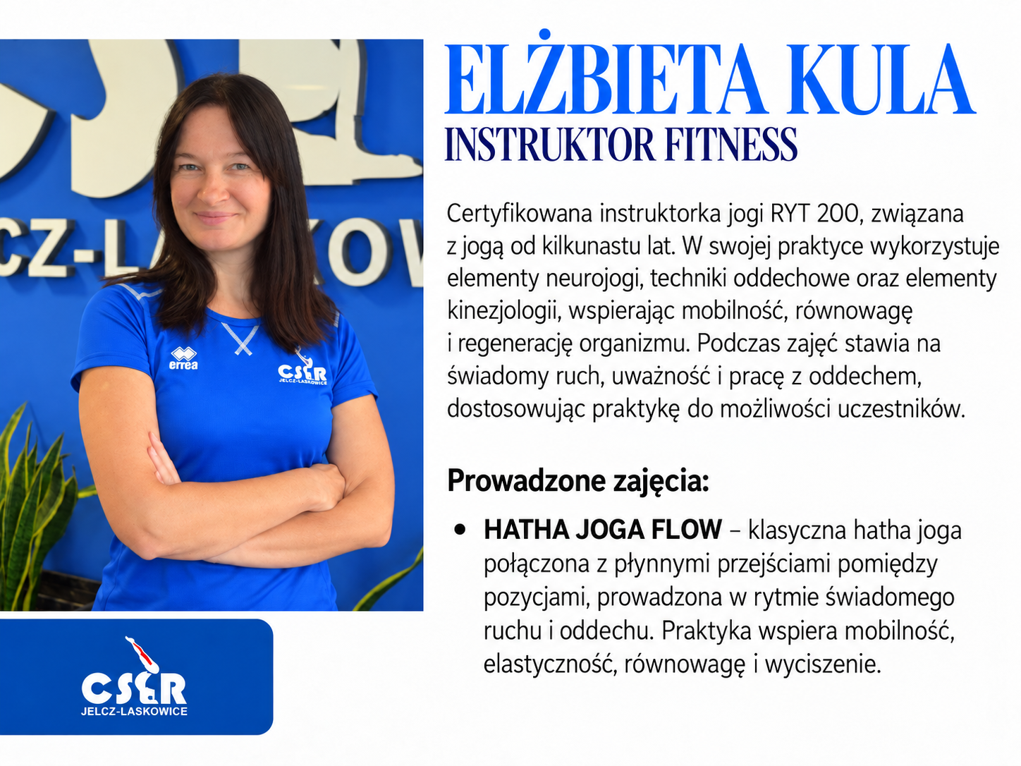 Elżbieta Kula – wizytówka instruktora fitness i opis prowadzonych zajęć
