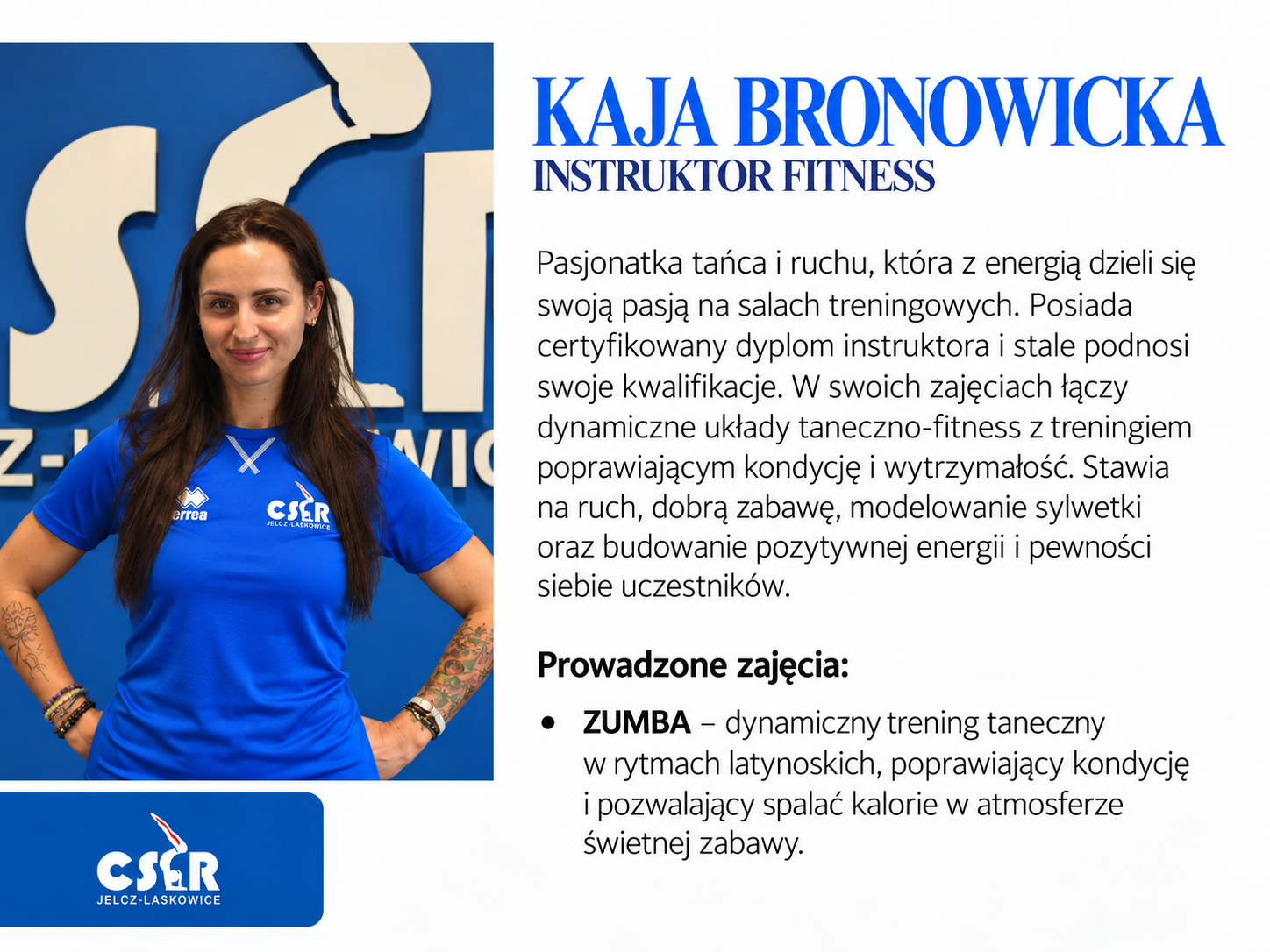 Kaja Bronowicka – wizytówka instruktora fitness i opis prowadzonych zajęć