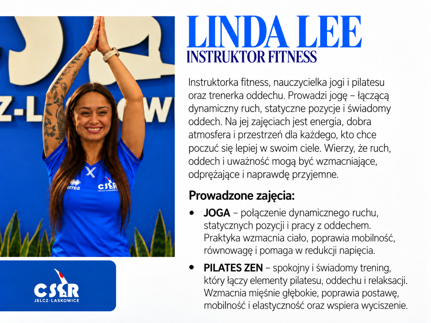 Linda Lee – wizytówka instruktora fitness i opis prowadzonych zajęć