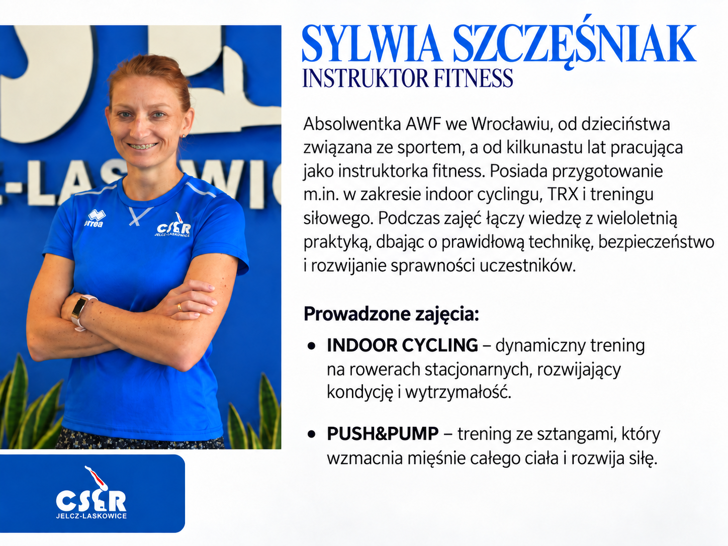 Sylwia Szczęśniak – wizytówka instruktora fitness i opis prowadzonych zajęć