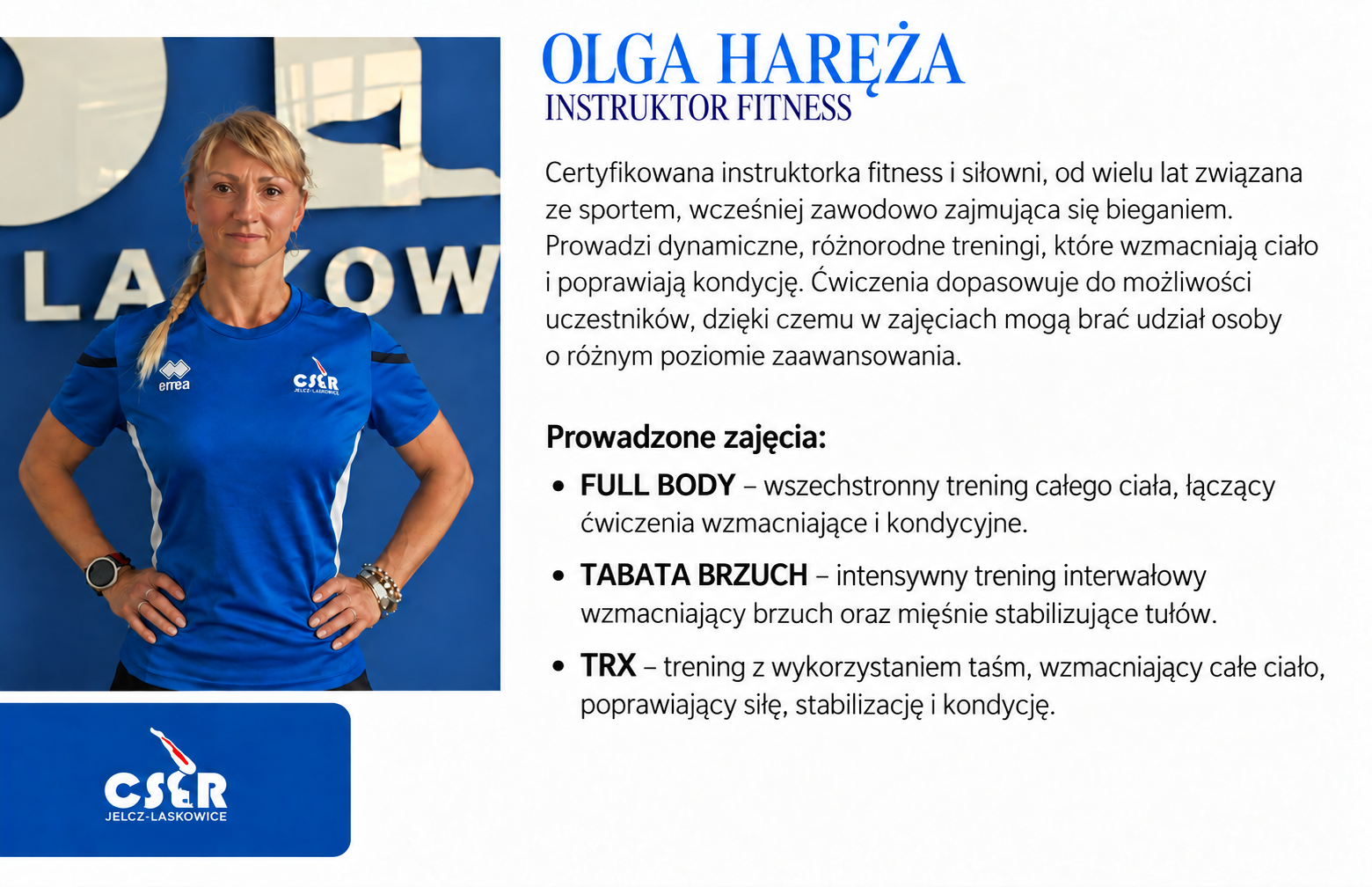 Olga Haręża – instruktorka fitness: Full Body, Tabata Brzuch i TRX